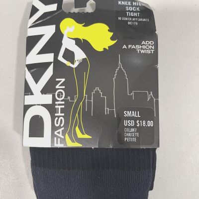 Women's DKNY Colorblock Knee High Socks Tight Size Small - Black  5811