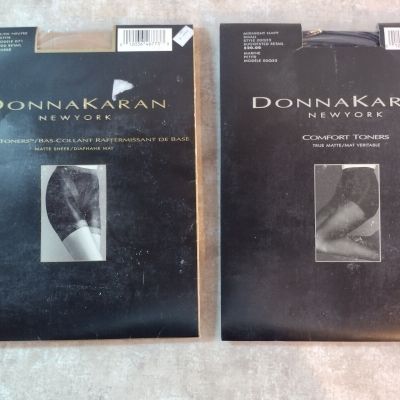 Donna Karan Body Toners Pantyhose - Nude & Midnight Navy - Size: Small (2 Pairs)