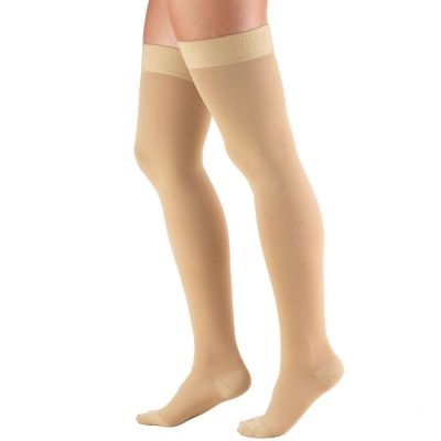 Truform Stockings Thigh High Closed Toe Dot Top: 30-40 mmHg L BEIGE (8848BG-L)