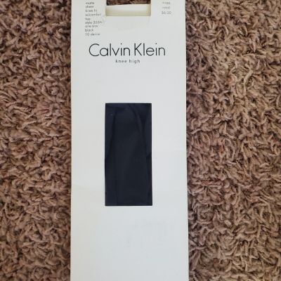 Calvin Klein Sheer knee high w/comfort Top one size Black 358N