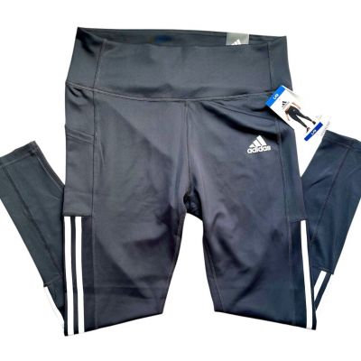 NWT Adidas Aeroready Stripe High-Waist Full Length 7/8 Style Leggings Size Large