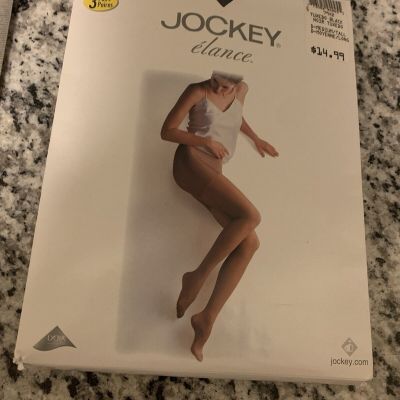 3 Pack Jockey Elance Control Top Pantyhose In Tuxedo Black Size D- Medium / Tall