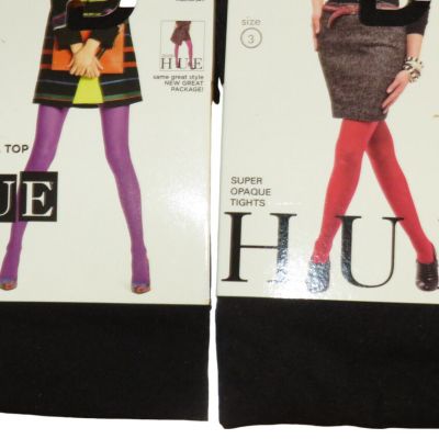 Hue Women's Opaque Tights Black Two Pair --- Size 3 Fits 165-200 LBS