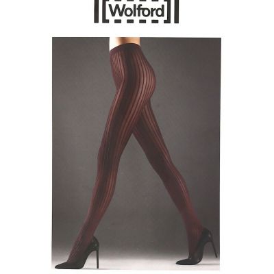 Wolford Pinstripe Opaque Tights in Black L25404 Size XS