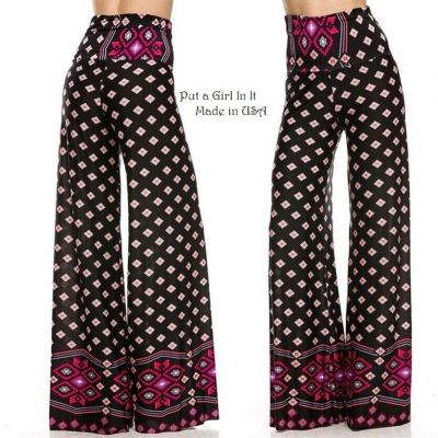 USA New JUP PLUS SIZE Womens FOLDOVER BLACK PINK LA JOLLA PALAZZO PANTS 1X 2X 3X