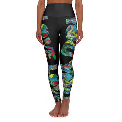 Love You Waisted Yoga Leggings, Fashion, Wearable Art, Black