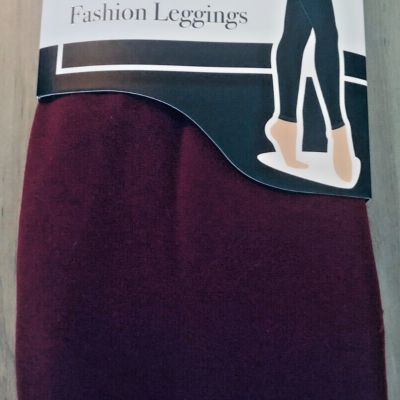 Fleece Lined Fashion Leggings Burgundy, S/M