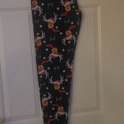 Black & Red Women's Soft reindeer leggings Sz ( 2x - 3x ) extra plus GUC