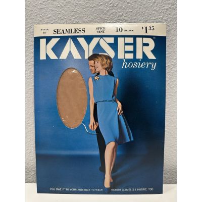 VINTAGE Kayser Hosiery-Seamless-Spice Tint-1pair-Sz10M *NEW