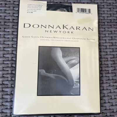 Donna Karan Sheer satin Panty Hose Style 265 Medium charcoal dark grey