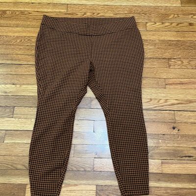 Lands' End Starfish Leggings Women's Plus Size 2X Brown Plaid Stretch High Rise