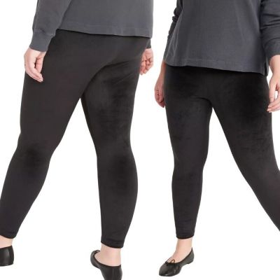 Old Navy Women's High Rise Velvet Leggings Size 2X Black NWT