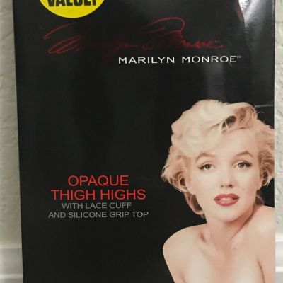 NEW Marilyn Monroe Black Opaque Thigh Highs Lace Cuff/silicone Grip One Size