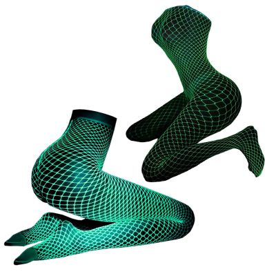 Glow in the Dark Fishnet Stockings Women Sexy Fishnet Tights Thigh High Stocking