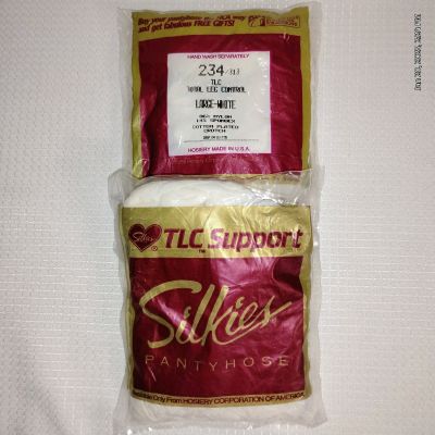 2 Pr. TLC Silkies Total Leg Control Pantyhose. 234 Large/White