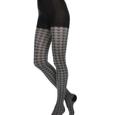 Houndstooth Patterned Cotton Blend Sweater Tights