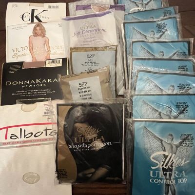 Pantyhose Lot of 18 Pair Pantyhose Silkies, Victoria Secret, Talbot, CK… Medium