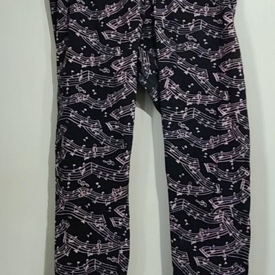 Torrid Leggings Black Pink Music Notes Design Size 2