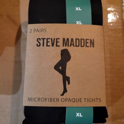 Steve Madden - Ladies Women's Microfiber Opaque Tights - 2 Pairs - Size XL