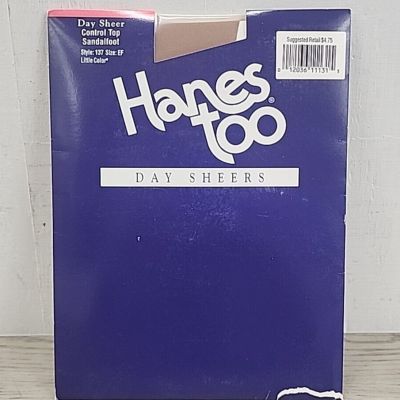 1997 Hanes Too Day Sheer Control Top Sandalfoot Pantyhose - EF Little Color