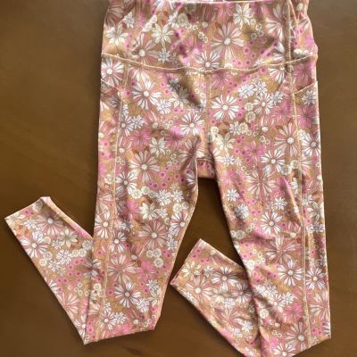 NWOT Kensie Carmel Vintage Floral Pocket Leggings Flower Athletic Athleisure