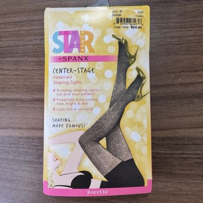 Spanx Star Power Backdrop Black Nouveau Patterned Shaping Tights Size B NWT