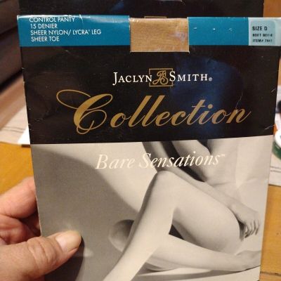 Jaclyn Smith Pantyhose Size D Beige Black 2 Pair NOS