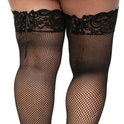 5X/6X PLUS SIZE LACE CORSET TOP  FISHNET THIGH HI STOCKINGS  COMPARABLE 2 TORRID