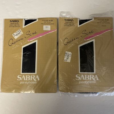 Sabra Women's Queen Size 1X-2X Navy Reinforced Panty And Toe Pantyhose NOS