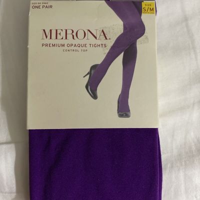 Merona NIP WOM S/M Purple Control Top Opaque Tights Pantyhose Hose