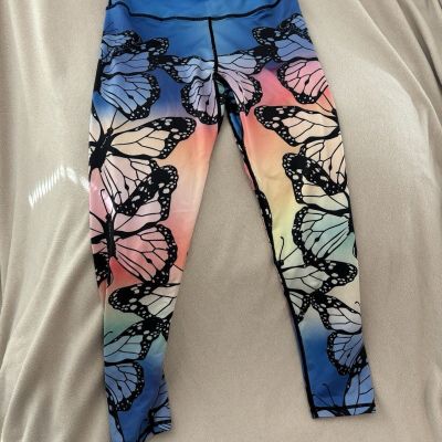 Ladies Lotus Leggings Butterfly Print Pattern Size Medium