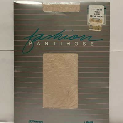 JC Penny Fishnet Pattern Vintage Pantyhose NOS Size Long Creme New In Package