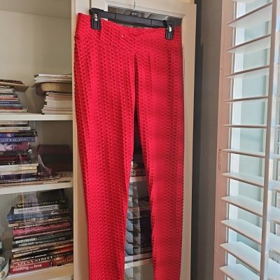 Red Leggings Anti-Cellulite High Waist Push Up Yoga Pants TikTok Butt Lift XL