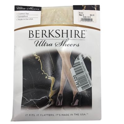 Berkshire Ultra Sheers Control Top Pantyhose Sz-1 Sandalfoot Ivory 4415