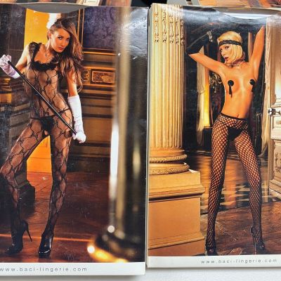 Lot of 2 Mixed Styles Women's Crotchless Bodystocking Pantyhose Fish Net Tights