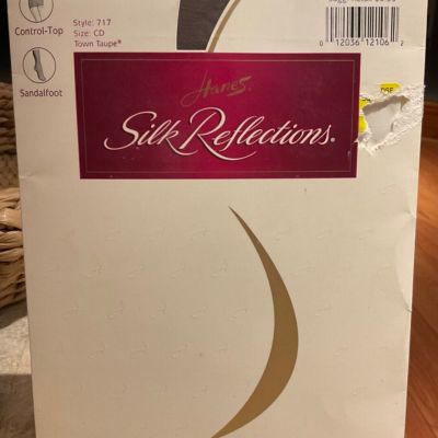 Hanes Silk Reflections SILKY SHEER Size CD- TOWN TAUPE Control Top Pantyhose