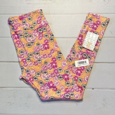 NWT - Lularoe - Women’s Orange/Pink Floral Leggings - Tall & Curvy