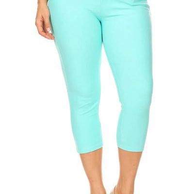 Yelete Womens Plus Size 2XL Pull On Stretchy Classic 5 Pocket Capri Jeggings