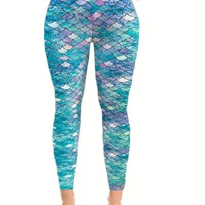 Women's Plus Size Mermaid Scale Leggings - NEW!