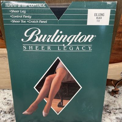 Burlington Sheer Legacy Control Top Sheer Toe Pantyhose - T12- EX Long Black