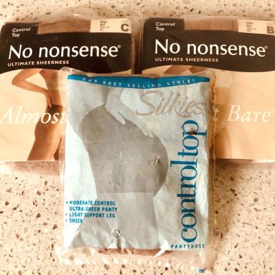 3 New Pair Vintage No Nonsense Pantyhose 2 Pair & 1 Silkies Pantyhose