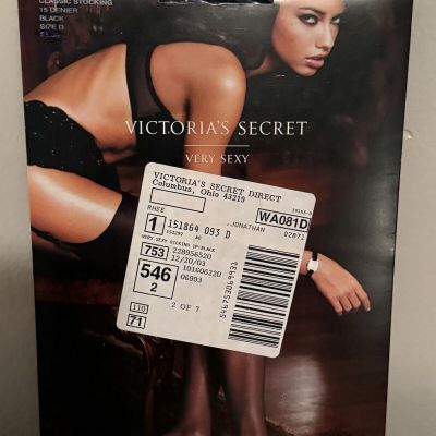 Vintage Victoria’s Secret VERY SEXY Classic Stocking 15 Denier Black Size D NEW