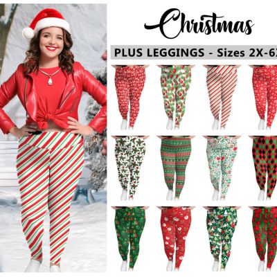 Christmas Plus Size Leggings #1 - Santa Party, Fall Holiday, Fashion Leggings