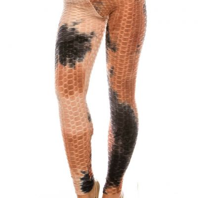 Leggings Premium Earthen Mocha Tie Dye Scrunch Butt Workout Leggings Side Pocket