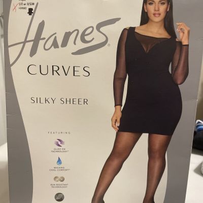 Hanes Curves Silky Sheer Control Top Legwear-HSP002 Nude Sheer Plus Size 3X-4X