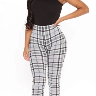 Fashion Nova Women's As If Plaid Leggings Large