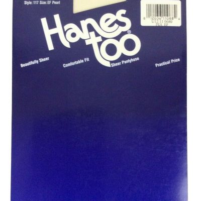 Hanes Too Pantyhose Size EF XL Pearl Sheer Sandalfoot Vtg 1994 USA