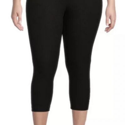 Terra and Sky Black High Rise Capri Leggings 2X (20W-22W) NEW