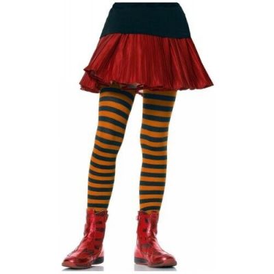 Leg Avenue 4710 Costumes Girls Striped Tights Blk/Or XL