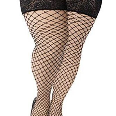 Plus Size Fishnet Stockings Womens Sheer One Size Plus Black-medium Large Mesh